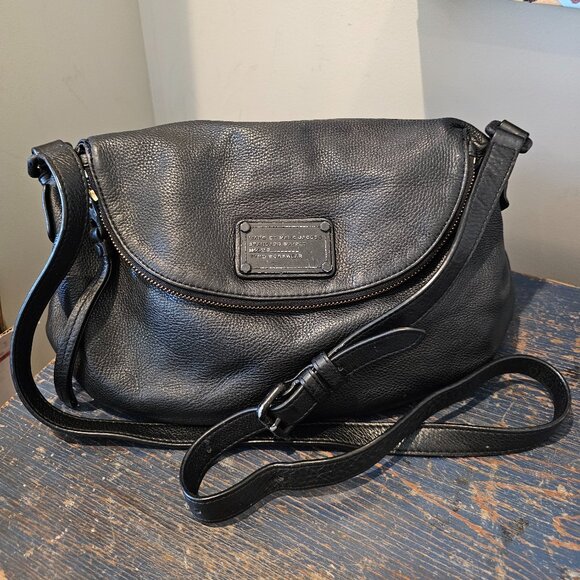 MARC BY MARC JACOBS Classic Q Natasha BLACK Leather Crossbody All Black ~1990's - Picture 2 of 16